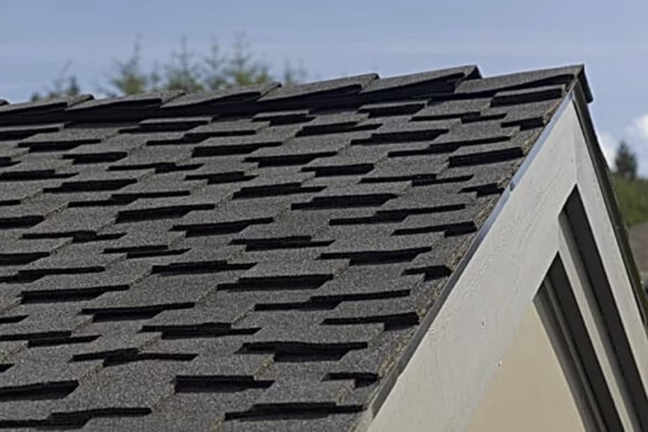 Close-up of new architectural asphalt shingles