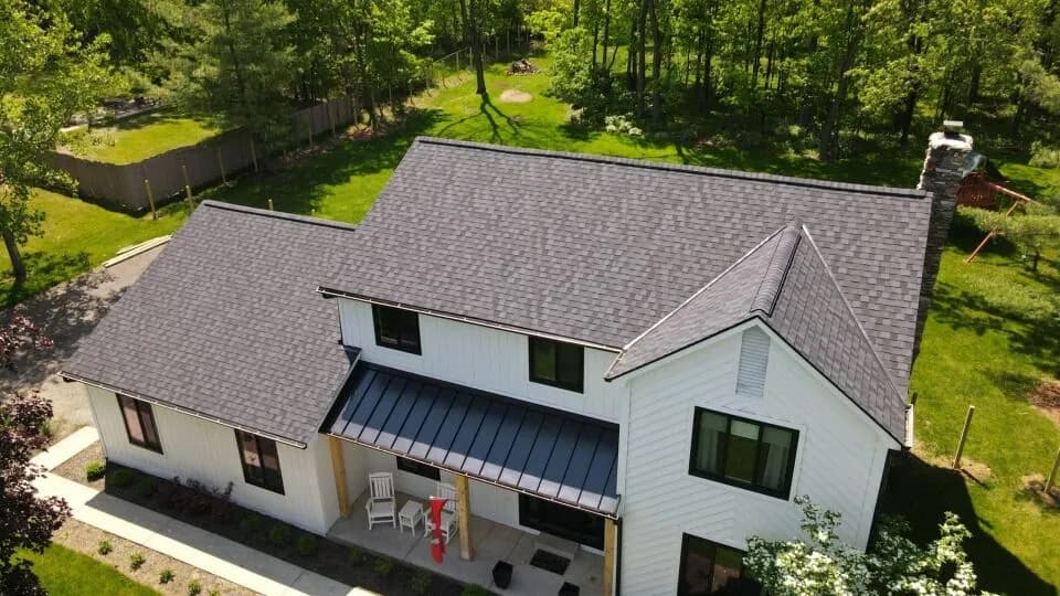 Freshly installed asphalt shingle roof