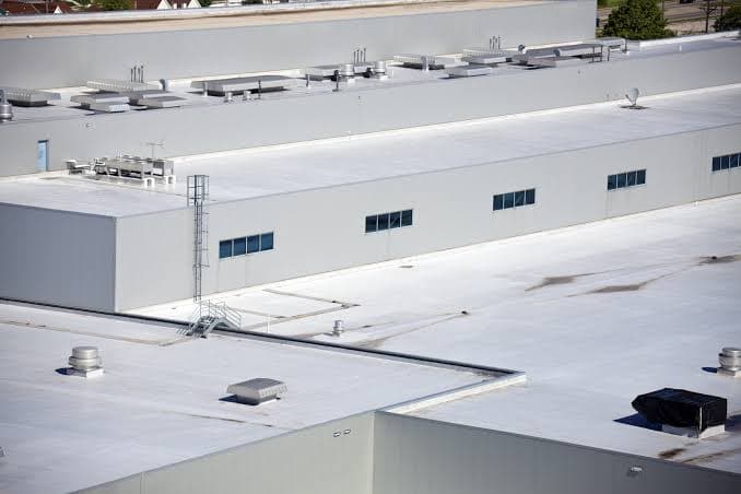 Completed commercial TPO membrane roof by Roofing Direct