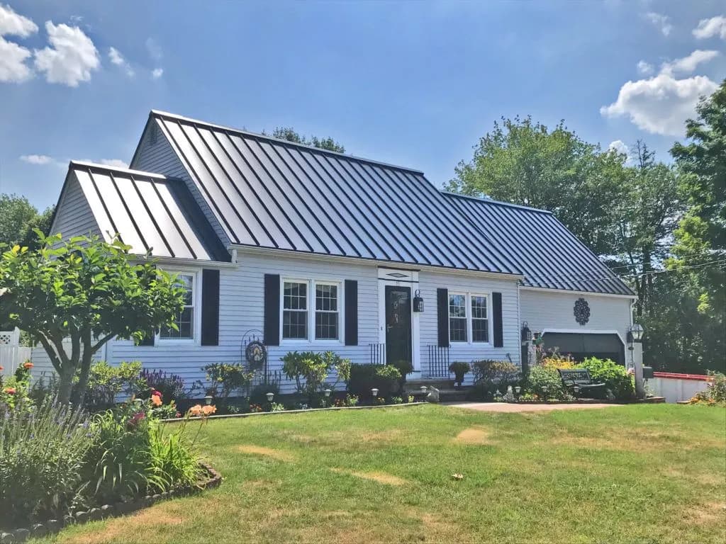 Standing-seam metal roof on a residential home